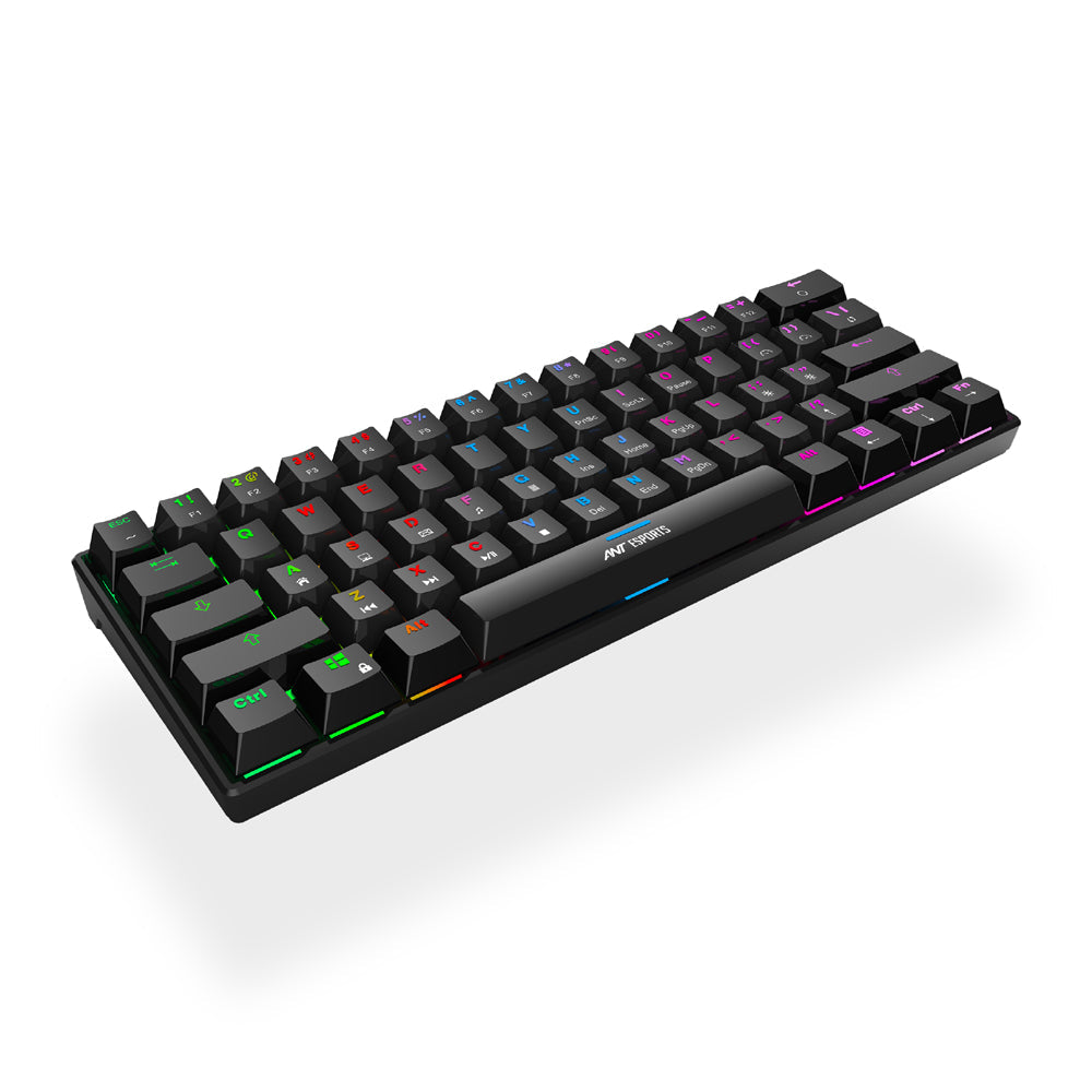 Ant Esports MK1300 V2 Mechnical Wired Gaming keyboard Black Hot-Swappable Per-Key RGB Red Outemu Switches