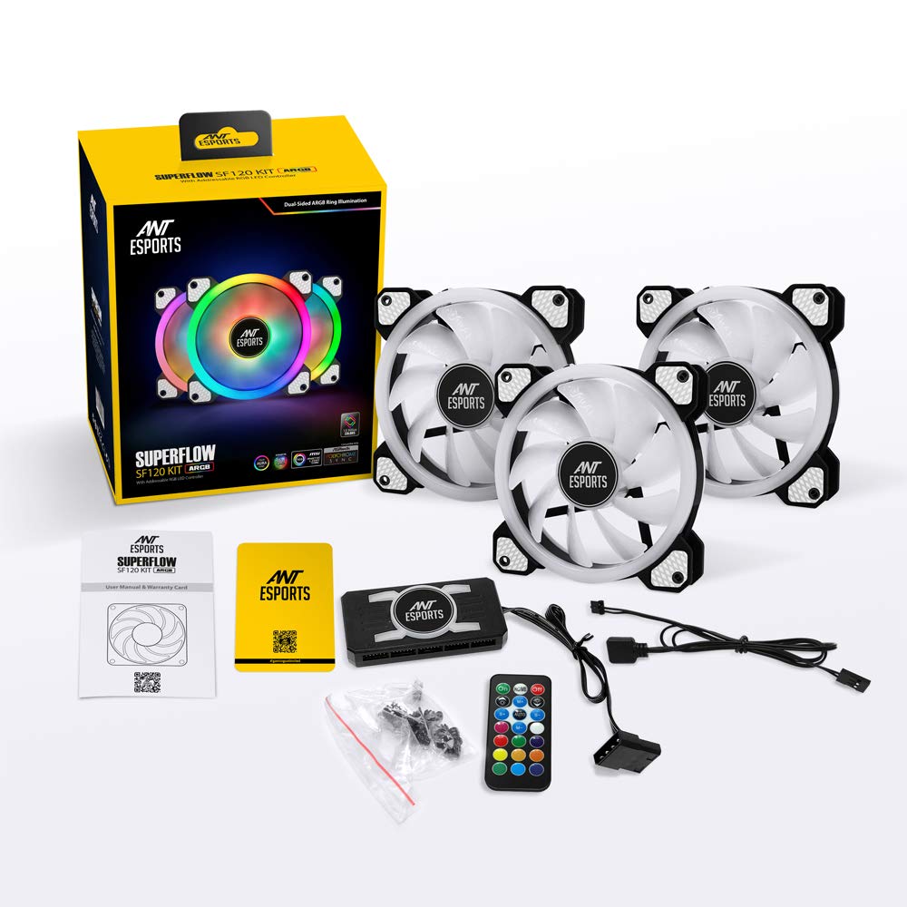 Ant Esports Superflow 120mm ARGB Black Case 3 Fan Kit