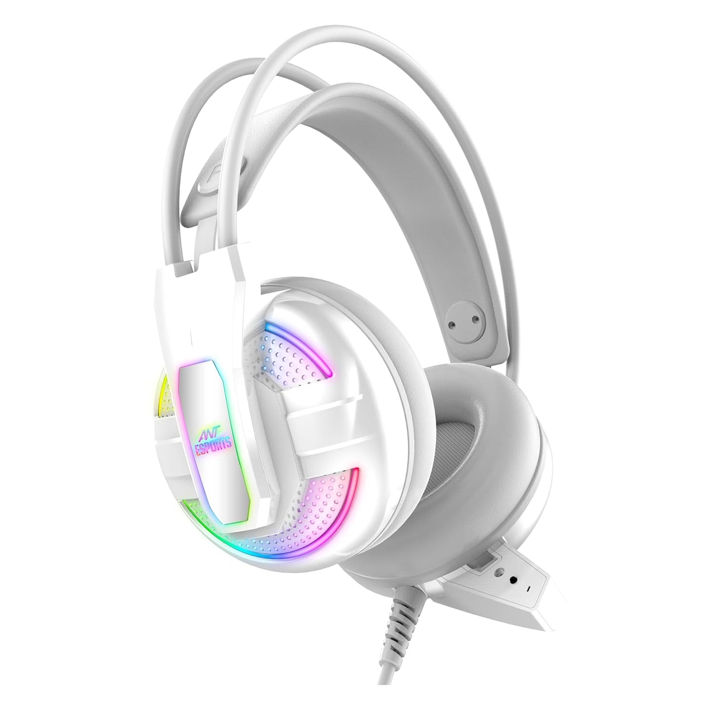 Ant Esports H525 Pro RGB Gaming Headset Gaming Over Ear Wired Headphones with Mic Mobile_White