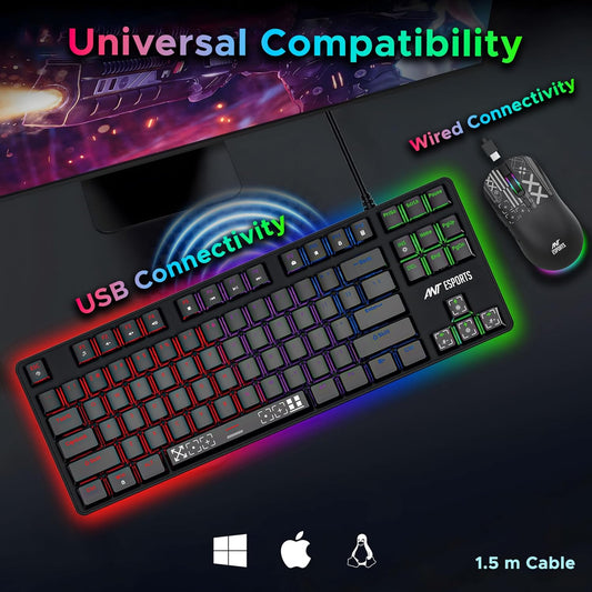 Ant Esports Thunder20 Wired Mechanical Gaming Keyboard and Mouse Combo Brown Switch_ Black