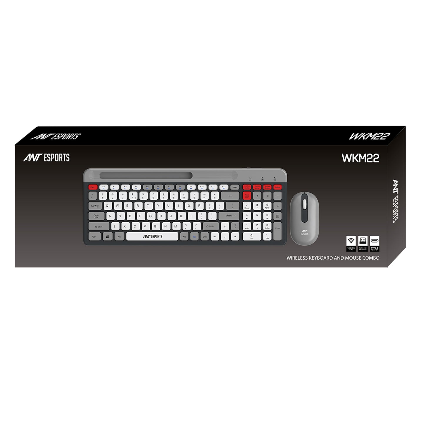 Ant Esports WKM22 Wireless Keyboard and Mouse – Grey