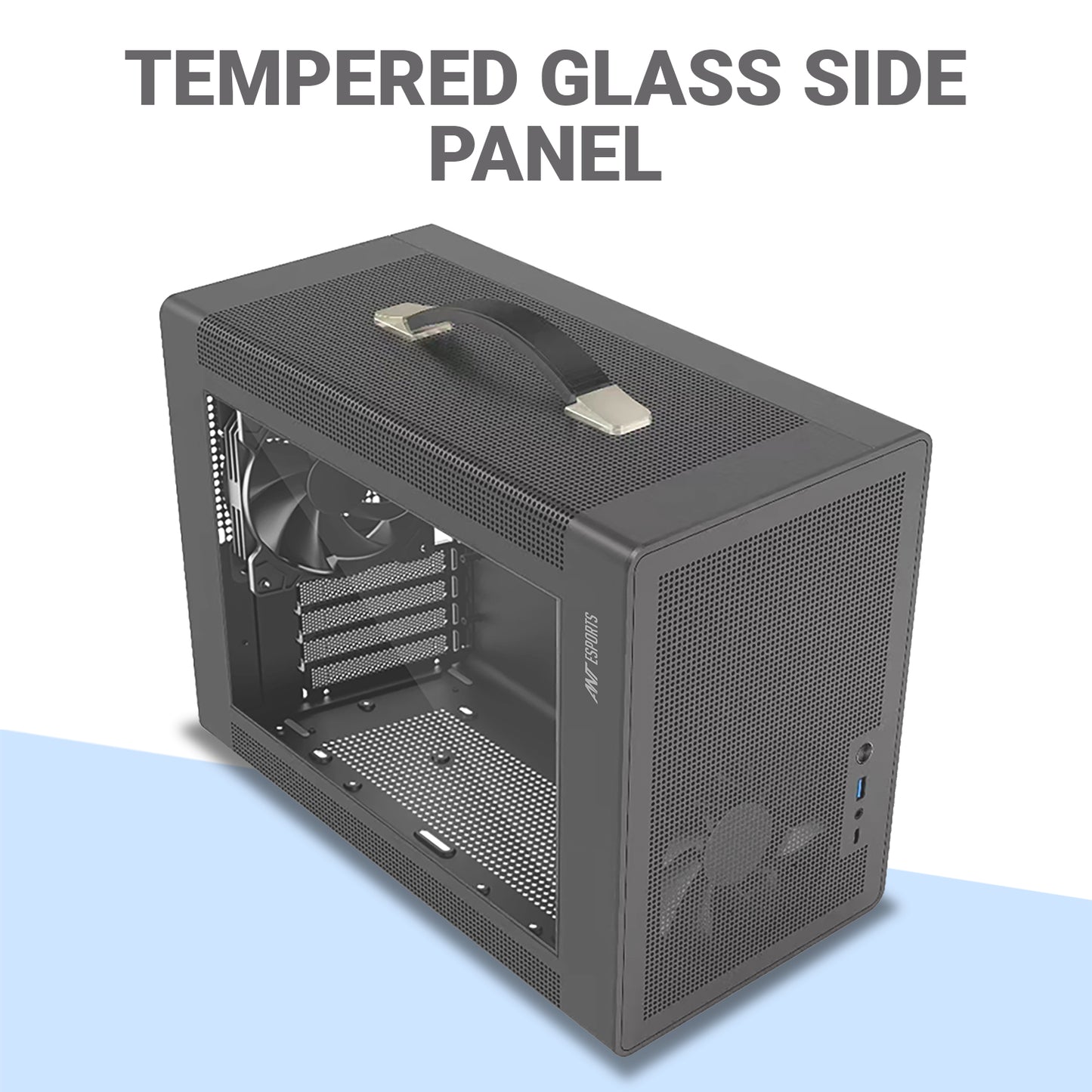 Ant Esports Box C Air Mini Tower Micro-ATX, Mini-ITX Grey Cabinet 120mm Fan
