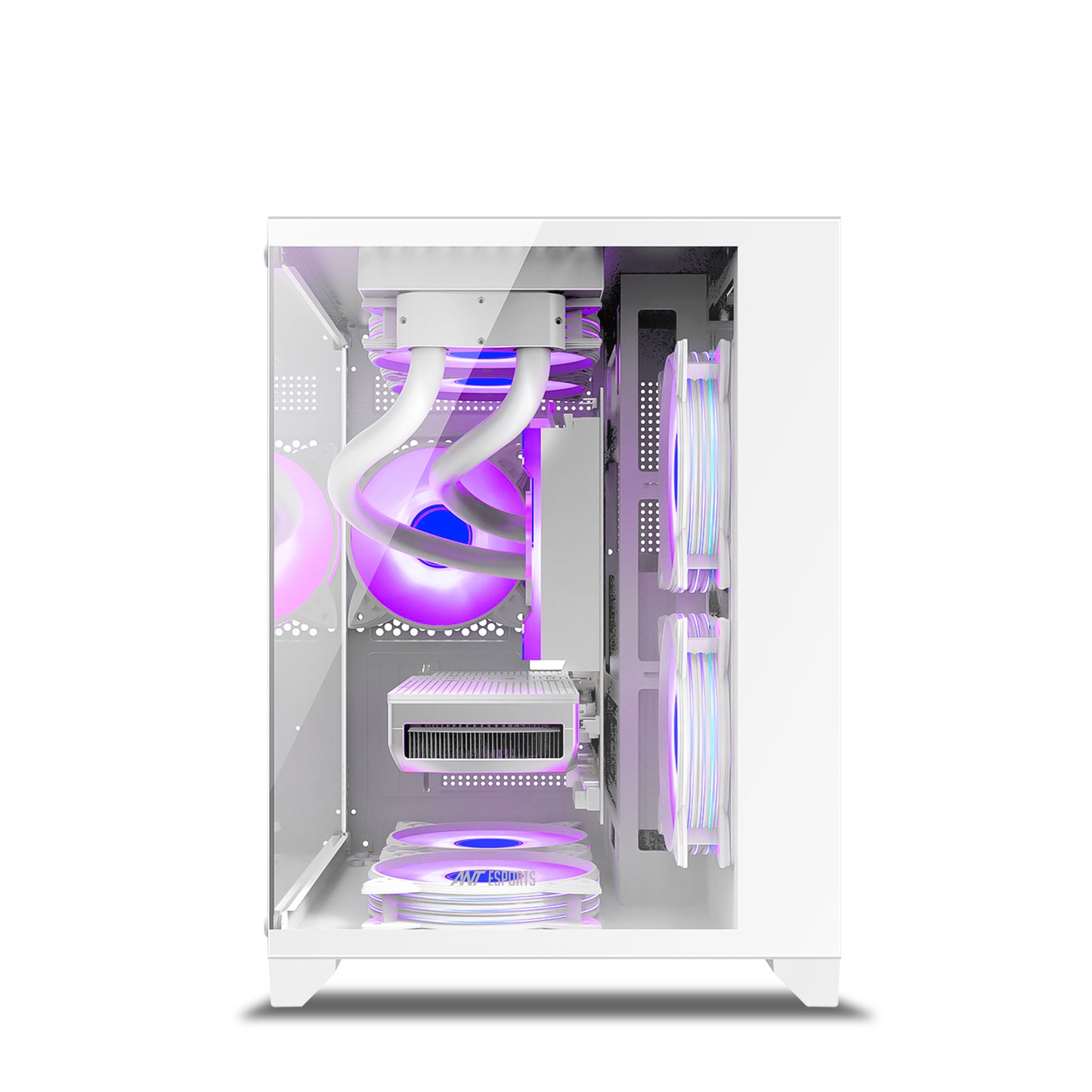 Ant Esports crystal Z2 Mid-Tower Micro-ATX, Mini-ITX White Cabinet 3x120mm Fan