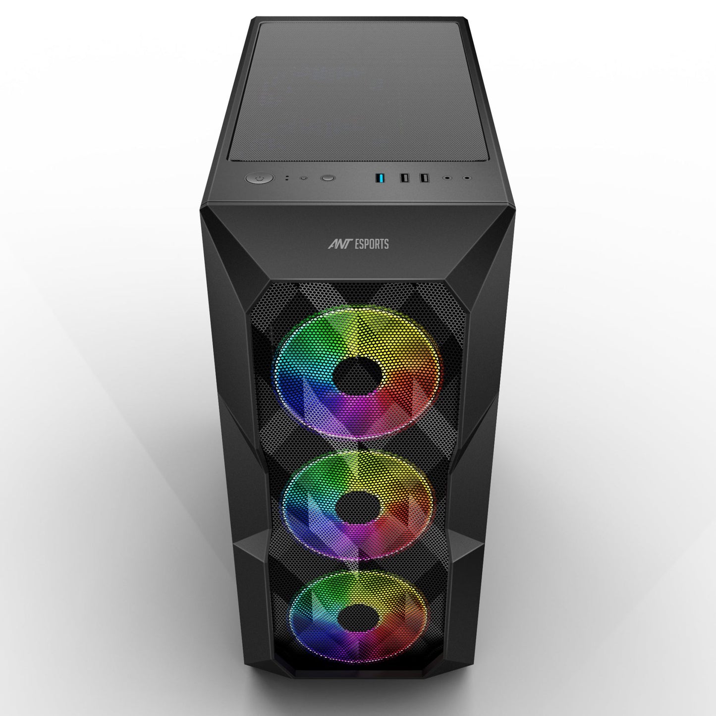 Ant Esports ICE-300 Mesh Mid Tower ATX,M-ATX,M-ITX Black Cabinet 4*120MM STATIC RGB Fans