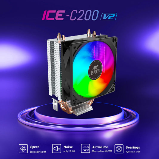 Ant Esports ICE-C200 V2 Rainbow 120mm ARGB Black Case Fans