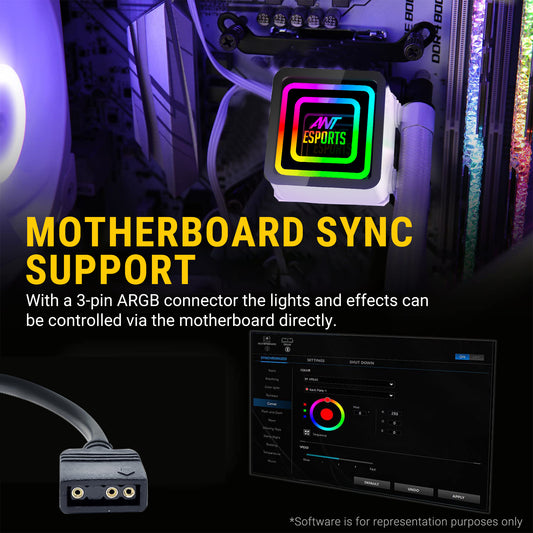 Ant Esports Iceinfinite -360 ARGB CPU Cooler with heatsink White