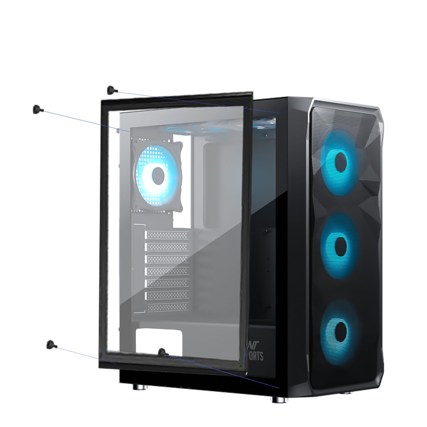 Ant Esports ICE-112 Mid Tower (ATX/M-ATX/ITX) Gaming Cabinet Black 4x120mm Fans