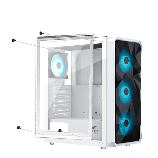 Ant Esports ICE-112 Mid Tower (ATX/M-ATX/ITX) Gaming Cabinet White 4x120mm Fans