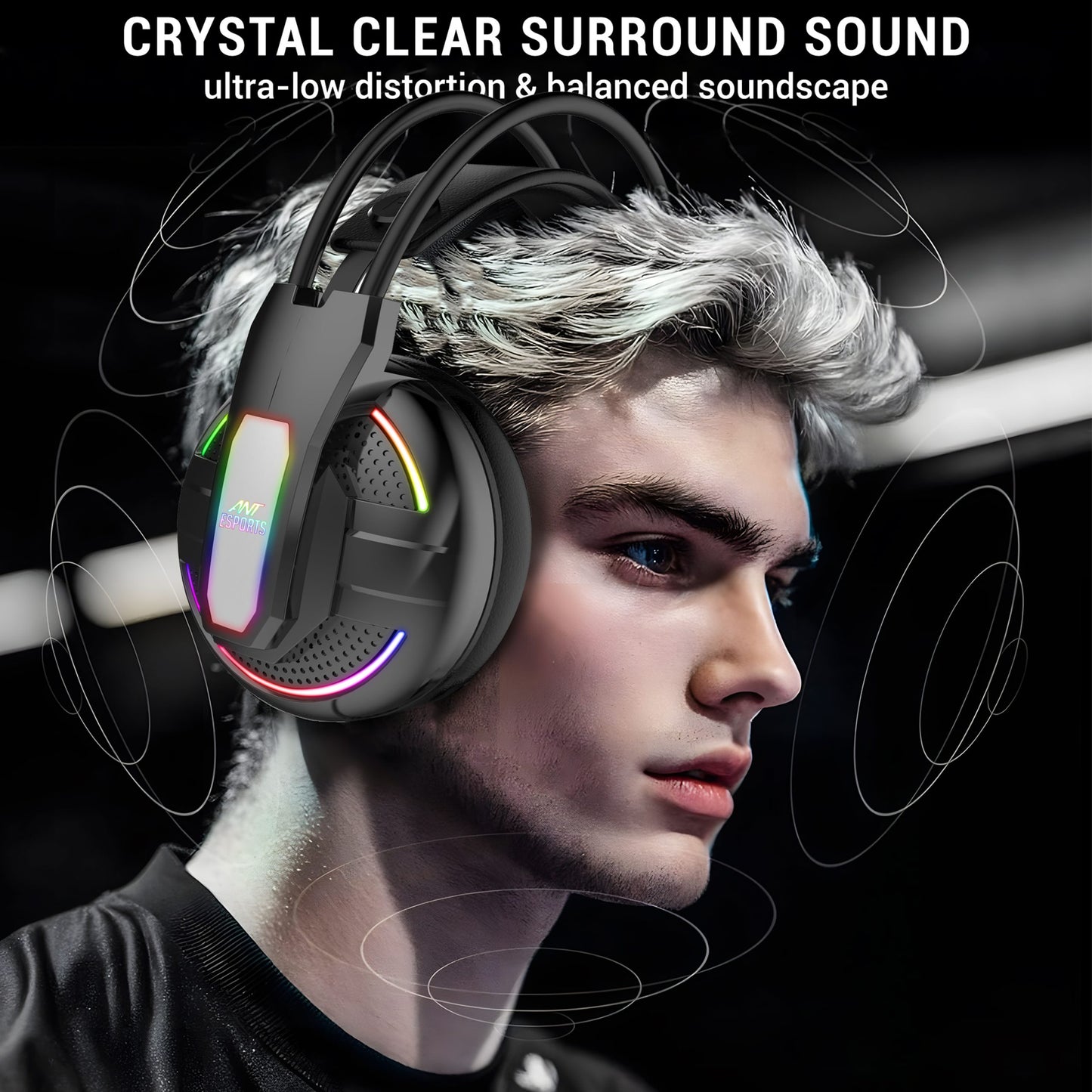 Ant Esports H525 Pro RGB Gaming Headset Gaming Over Ear Wired Headphones with Mic