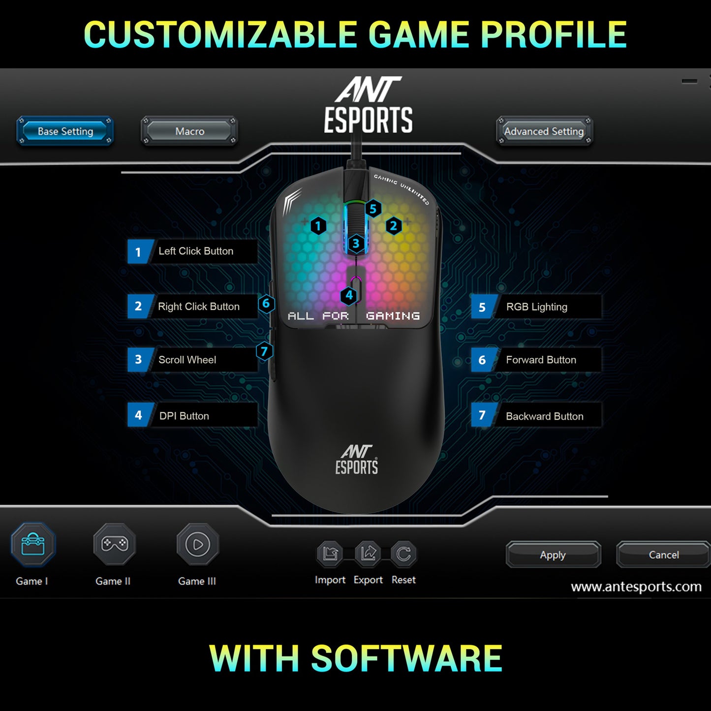 Ant Esports Virtus100 Wired Gaming Mouse 12800DPI