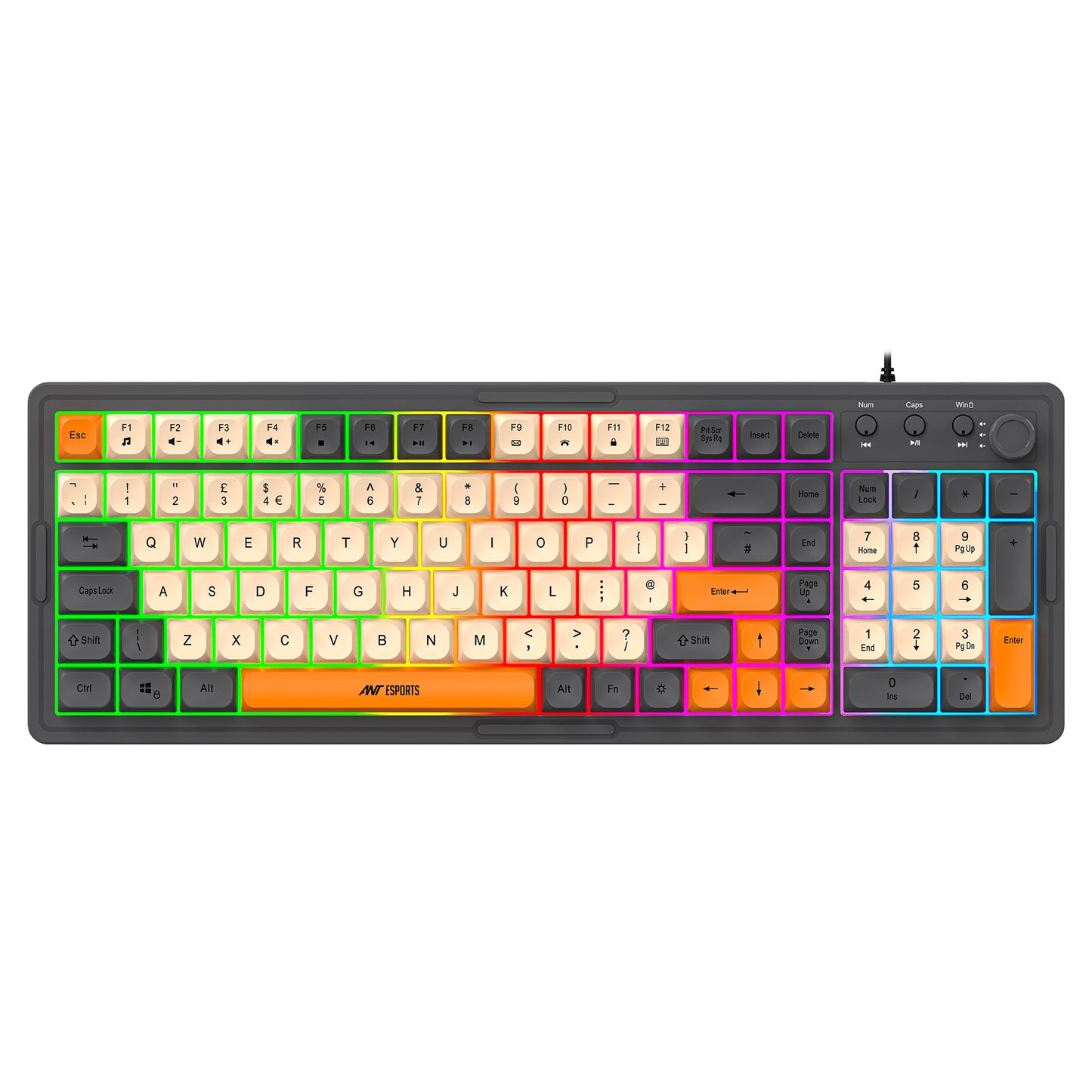 Ant Esports MK800 Pro Membrane wired Gaming Keyboard (Grey, Beige, Orange)