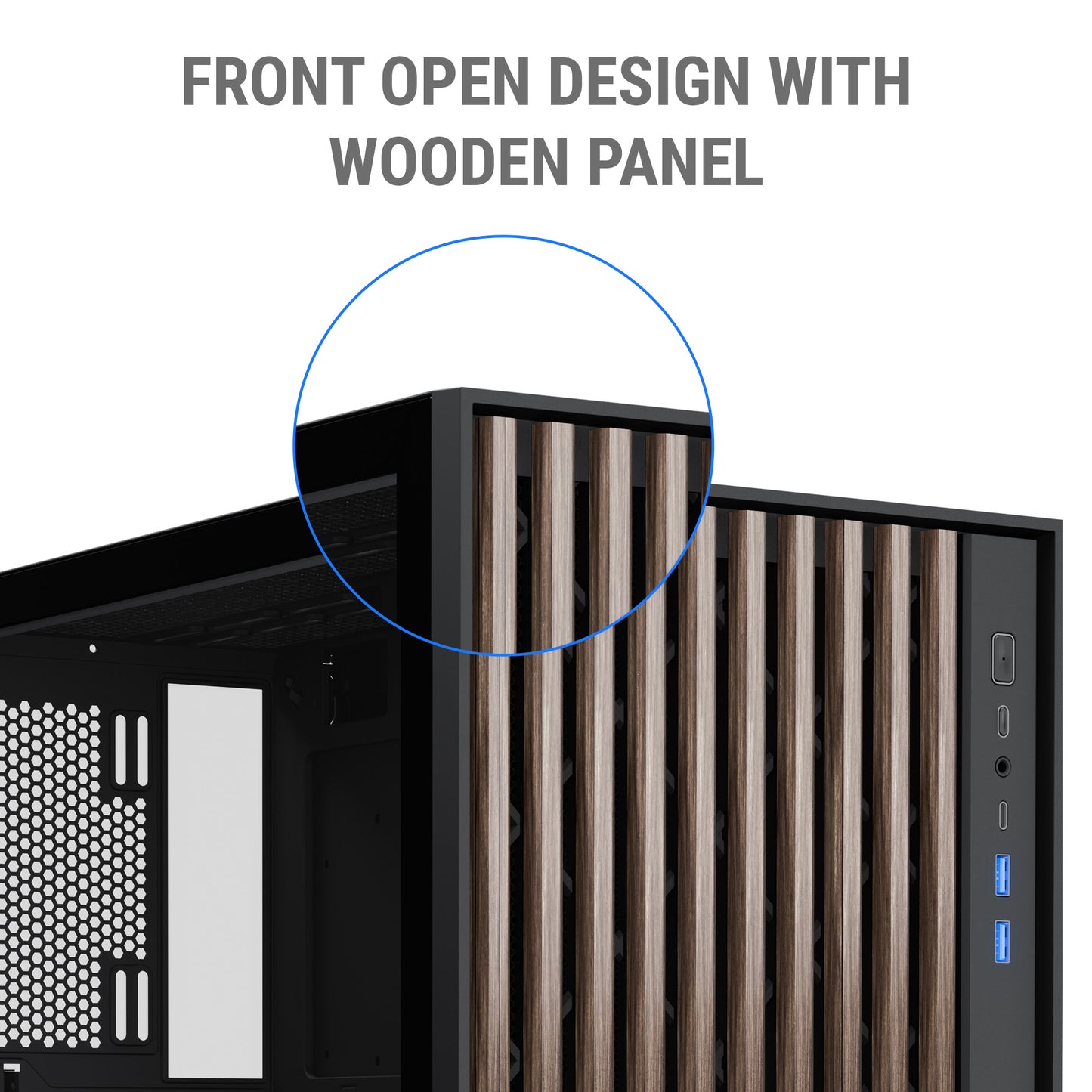 Ant Esports Zen Wood C3 Mid-Tower ATX, Micro-ATX, Mini-ITX Black Cabinet 4x120mm