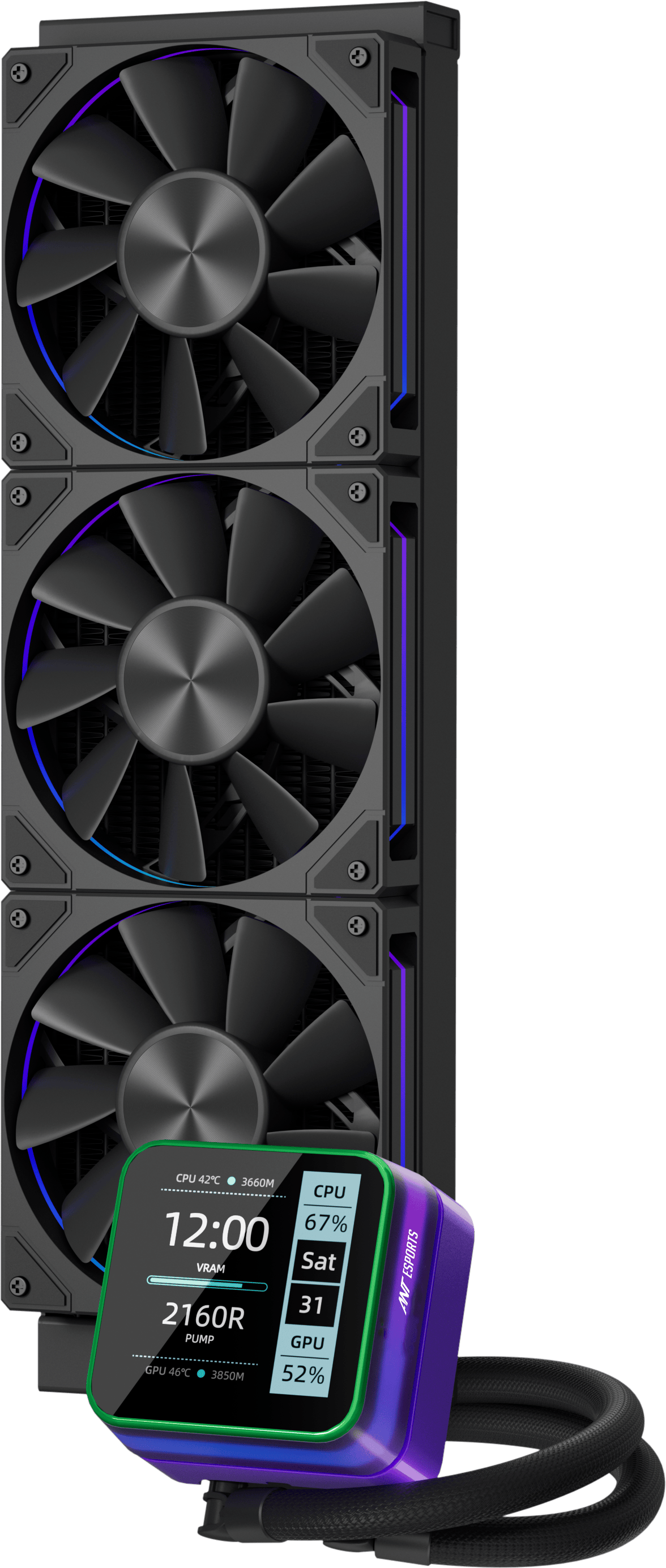 Ant Esports Glacius-360D 360mm ARGB AM5/LGA1851 Black AIO Liquid Cooler with display