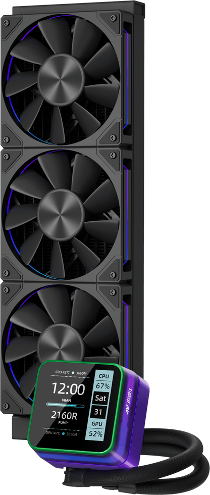 Ant Esports Glacius-360D 360mm ARGB AM5/LGA1851 Black AIO Liquid Cooler with display
