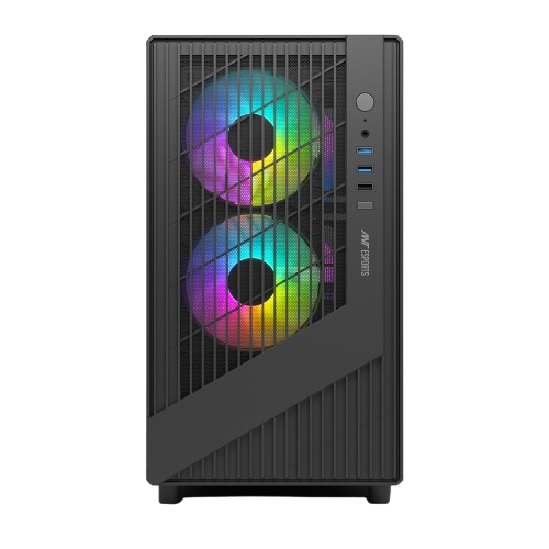 Ant Esports 120 Air Mini Tower M-ATX M-ITX Black Cabinet 3x120mm Static RGB Fans