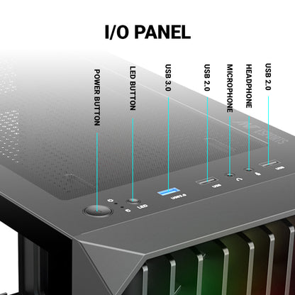 Ant Esports 205 Mini 6F Mini-Tower Micro-ATX, Mini-ITX Black Cabinet 6x120mm