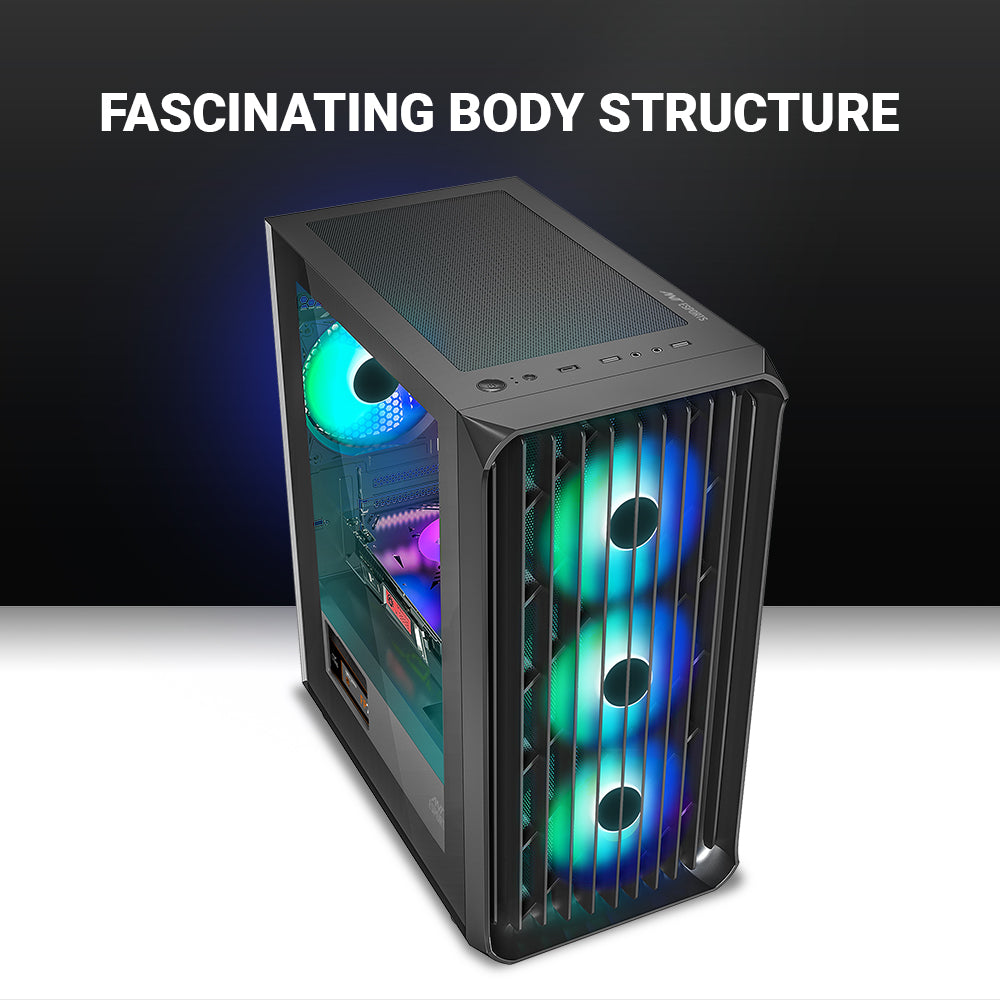 Ant Esports 205 Mini 6F Mini-Tower Micro-ATX, Mini-ITX Black Cabinet 6x120mm