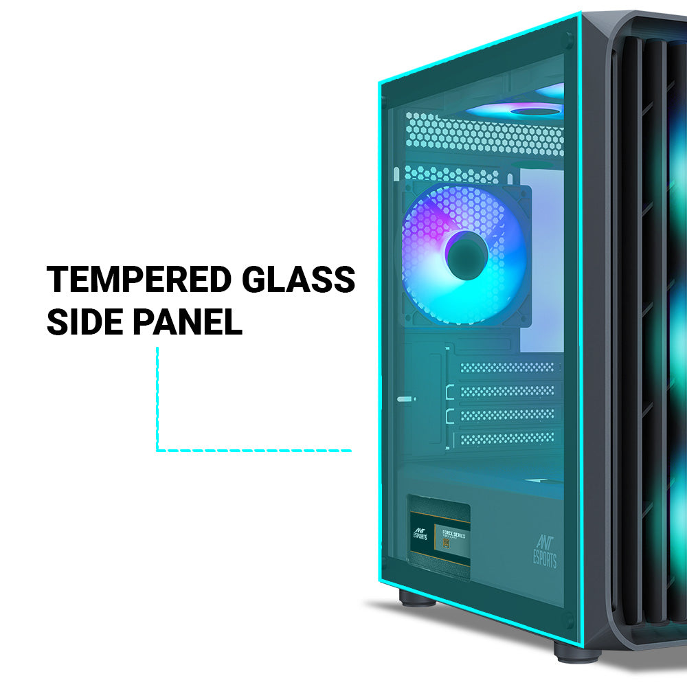 Ant Esports 205 Mini 6F Mini-Tower Micro-ATX, Mini-ITX Black Cabinet 6x120mm