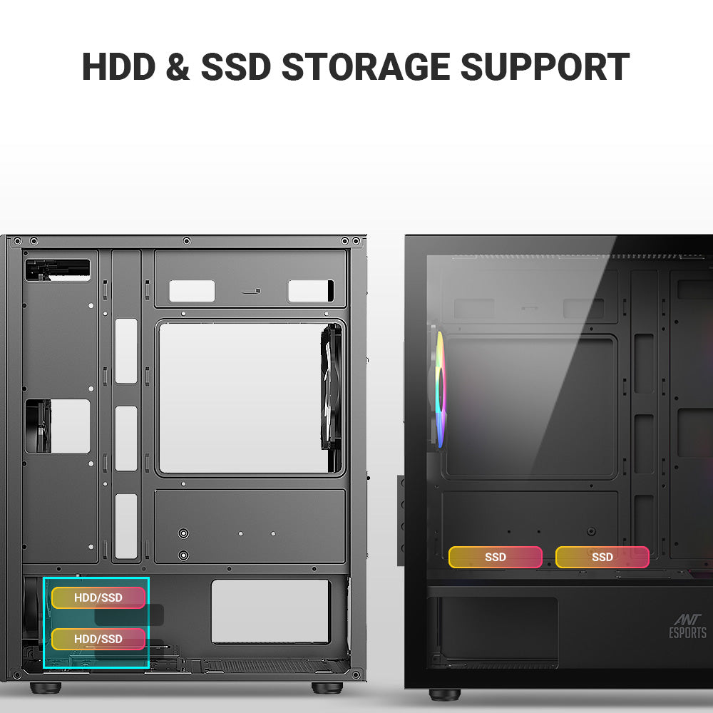 Ant Esports 205 Mini 6F Mini-Tower Micro-ATX, Mini-ITX Black Cabinet 6x120mm