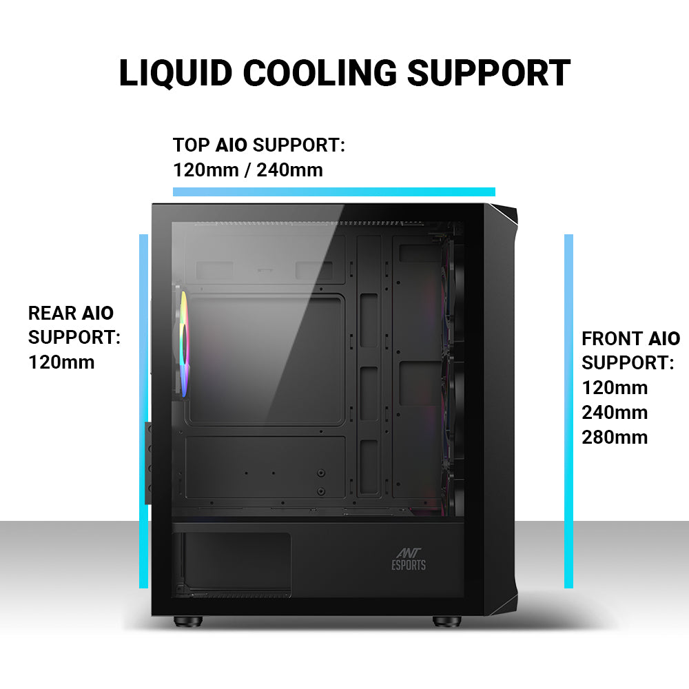 Ant Esports 205 Mini 6F Mini-Tower Micro-ATX, Mini-ITX Black Cabinet 6x120mm
