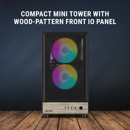 Ant Esports 300 Air Mini Tower Micro-ATX, Mini-ITX Computer Black Cabinet 3x120mm Fans