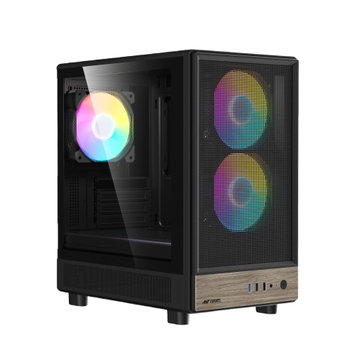 Ant Esports 300 Air Mini Tower Micro-ATX, Mini-ITX Computer Black Cabinet 3x120mm Fans