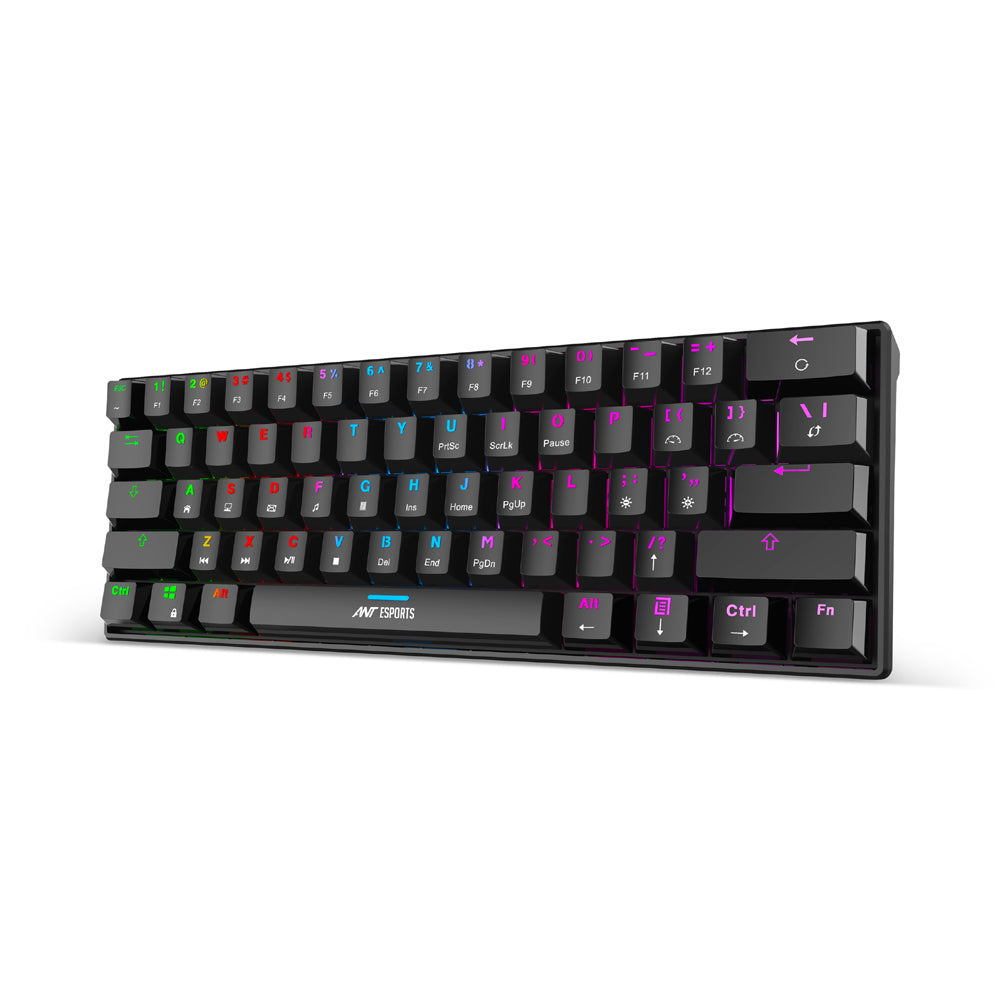 Ant Esports MK1300 V2 Mechnical Wired Gaming keyboard Black Hot-Swappable Per-Key RGB Red Outemu Switches