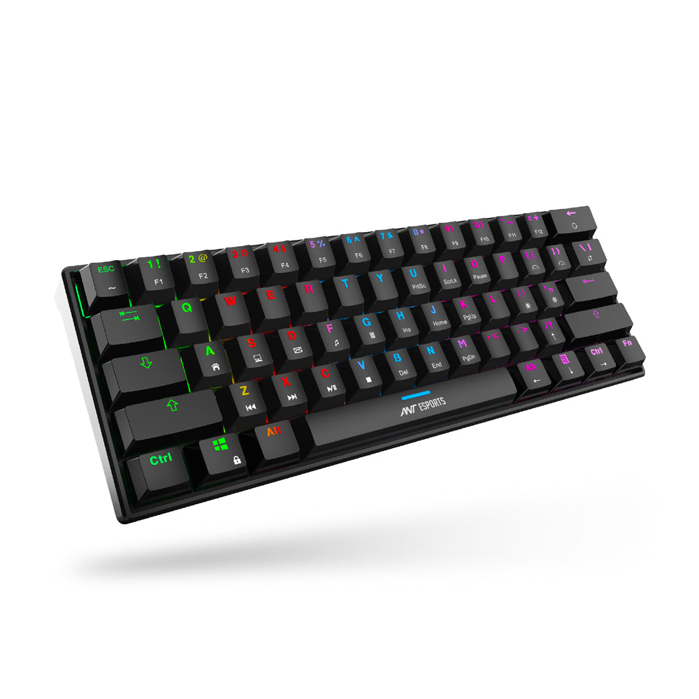 Ant Esports MK1300 V2 Mechnical Wired Gaming keyboard Black Hot-Swappable Per-Key RGB Red Outemu Switches