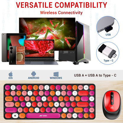 Ant Esports WKM33 Wireless Retro Keyboard and Mouse Combo – Cherry Red