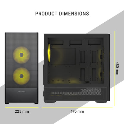Ant Esports 511 Air 5F Mid Tower (E-ATX/ATX/M-ATX/M-ITX) Black Cabinet 2x120mm 3x140mm Fans