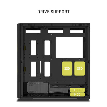 Ant Esports 511 Air 5F Mid Tower (E-ATX/ATX/M-ATX/M-ITX) Black Cabinet 2x120mm 3x140mm Fans