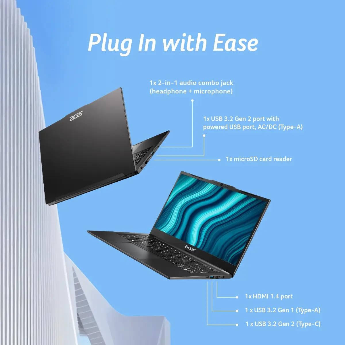 Acer TravelLite Smart FHD TL04-51M Laptop, Intel Core i5 1334u 8GB Ram / 512GB NVMe SSD/Windows 11 / 14 Inch / 1 Year Brand Warranty