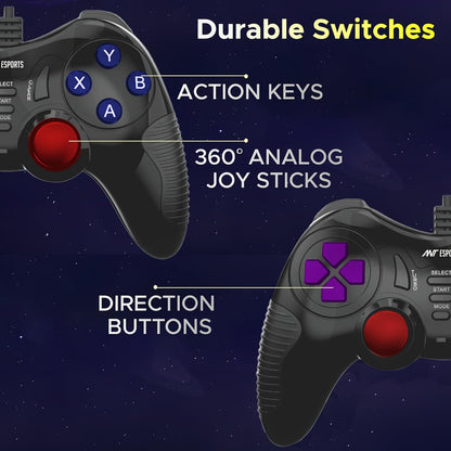 Ant Esports GP130 Wired Gamepad for PC, PS3, Android TV, Laptop