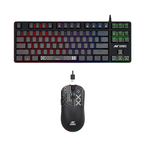 Ant Esports Thunder20 Wired Mechanical Gaming Keyboard and Mouse Combo Brown Switch_ Black