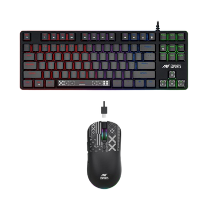 Ant Esports Thunder20 Wired Mechanical Gaming Keyboard and Mouse Combo Brown Switch_ Black