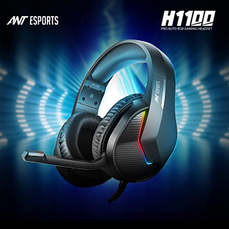 Ant Esports H1100 Pro Wired RGB Black Headphone 50mm Drivers