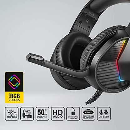 Ant Esports H1100 Pro Wired RGB Black Headphone 50mm Drivers