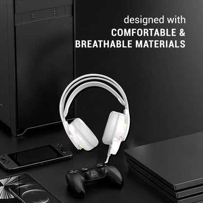 Ant Esports H525 Pro RGB Gaming Headset Gaming Over Ear Wired Headphones with Mic Mobile_White