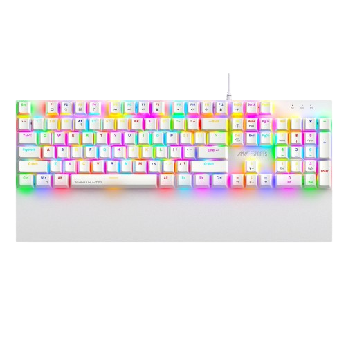 Ant Esports MK4100 RGB Mechanical Wired Gaming Keyboard White Hot-Swappable Per-Key RGB Brown Outemu Switches