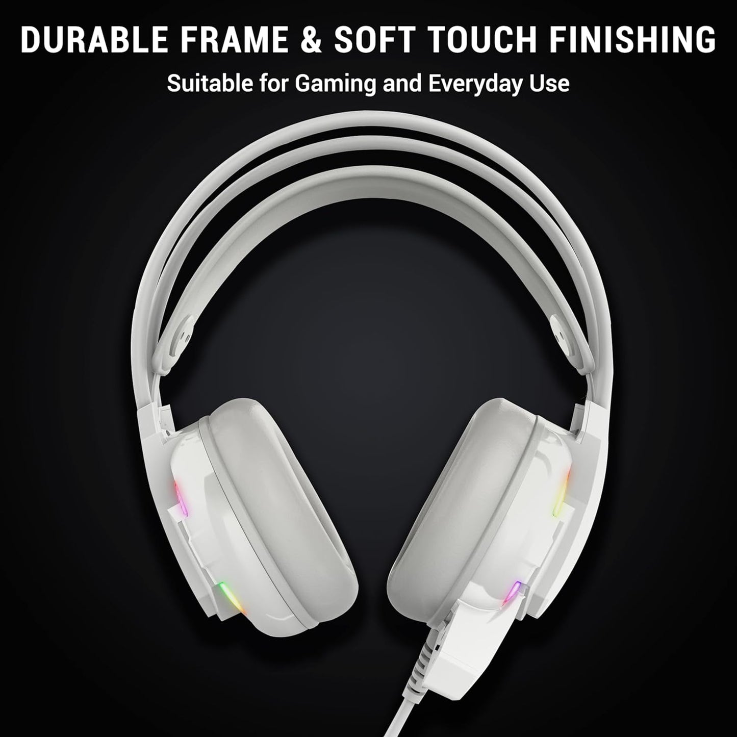 Ant Esports H525 Pro RGB Gaming Headset Gaming Over Ear Wired Headphones with Mic Mobile_White