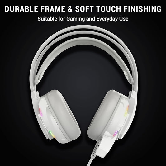 Ant Esports H525 Pro RGB Gaming Headset Gaming Over Ear Wired Headphones with Mic Mobile_White