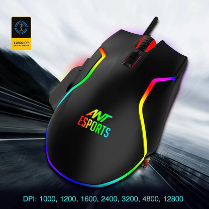 Ant Esports GM320 12800DPI RGB Wired Gaming Mouse Black