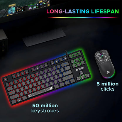 Ant Esports Thunder20 Wired Mechanical Gaming Keyboard and Mouse Combo Brown Switch_ Black