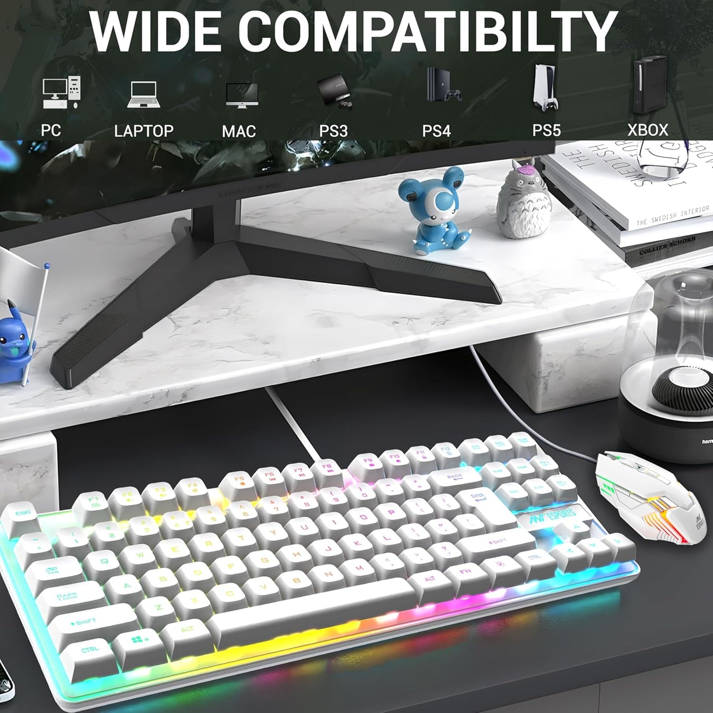 Ant Esports MK710 V2 Membrane TKL Wired Gaming Keyboard Mouse Combo