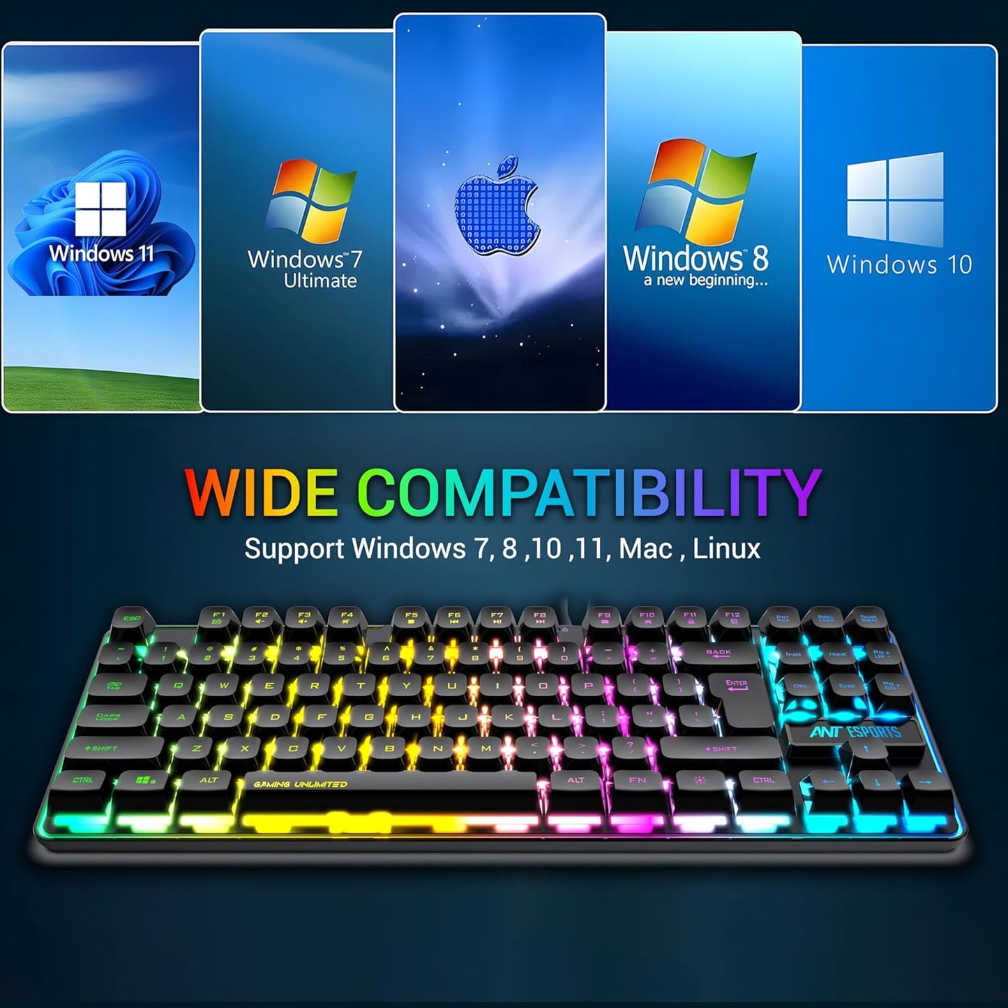 Ant Esports MK720 Pro V2 Membrane Wireless Gaming Keyboard Black