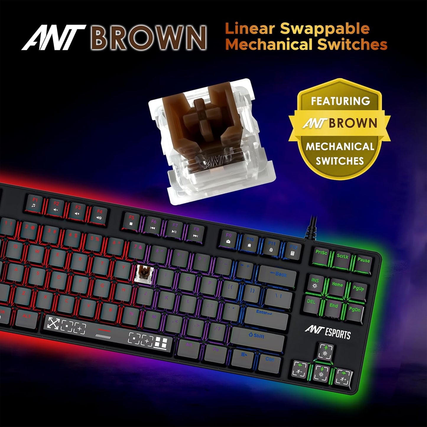 Ant Esports Thunder20 Wired Mechanical Gaming Keyboard and Mouse Combo Brown Switch_ Black