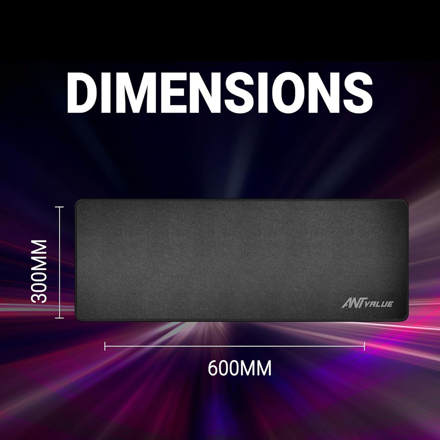 Ant Value MM300 Gaming Mouse Pad-L- Large with Stitched Edges, Waterproof Non-Slip Base for Gaming & Office – Black