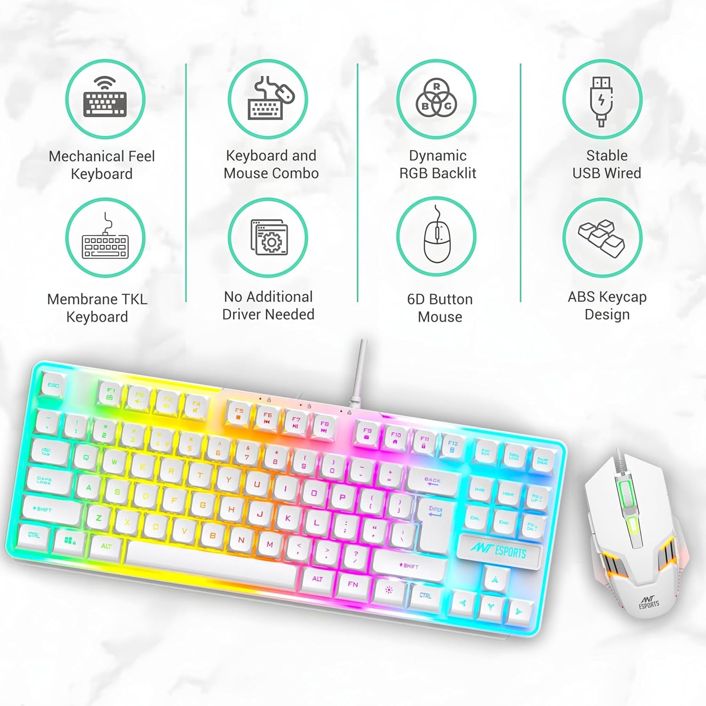 Ant Esports MK710 V2 Membrane TKL Wired Gaming Keyboard Mouse Combo