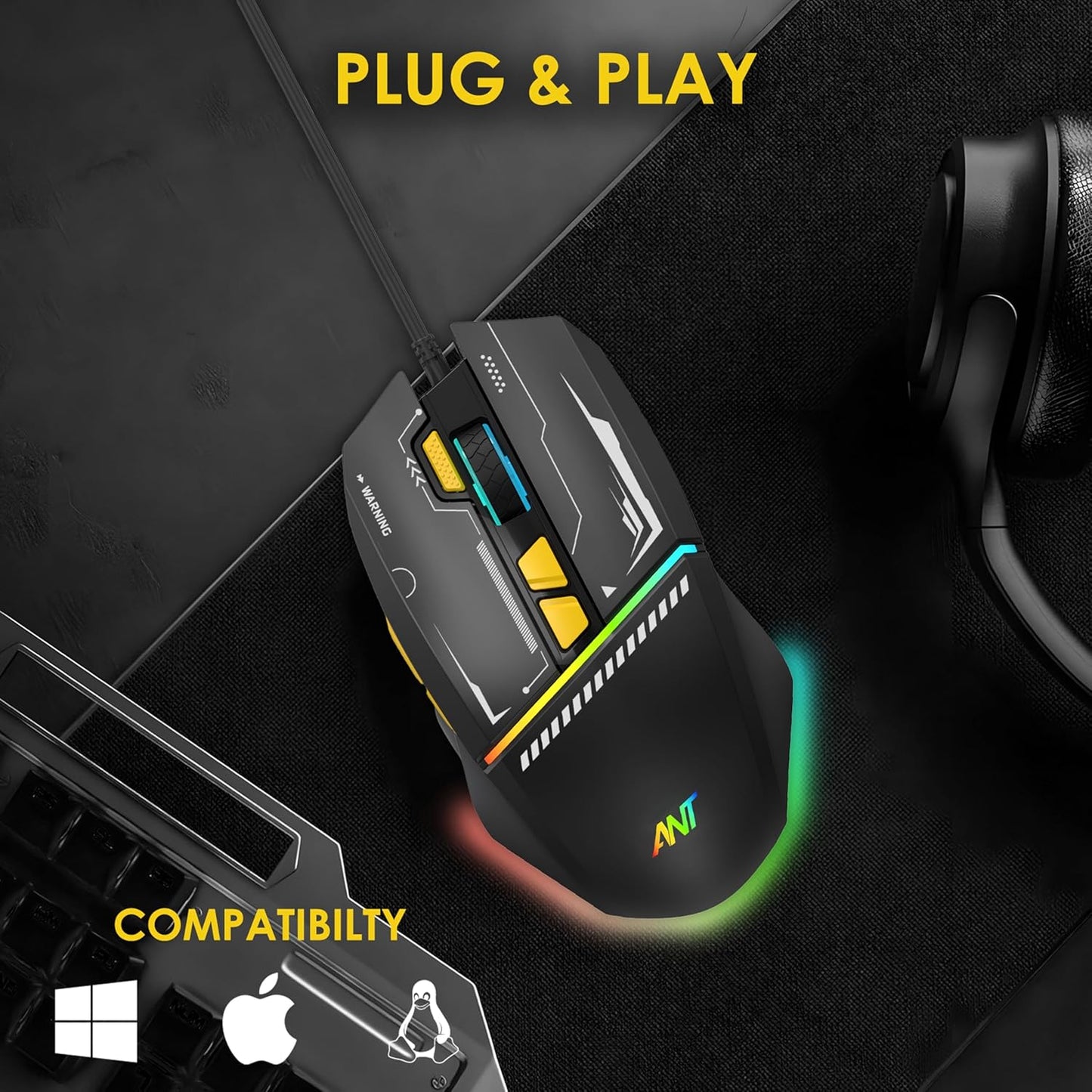 Ant Ghost 50 RGB Gaming Mouse with 12800 DPI