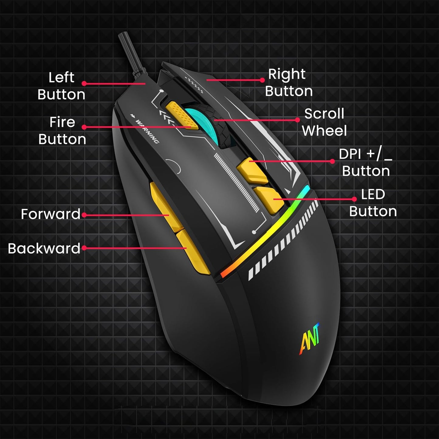 Ant Ghost 50 RGB Gaming Mouse with 12800 DPI
